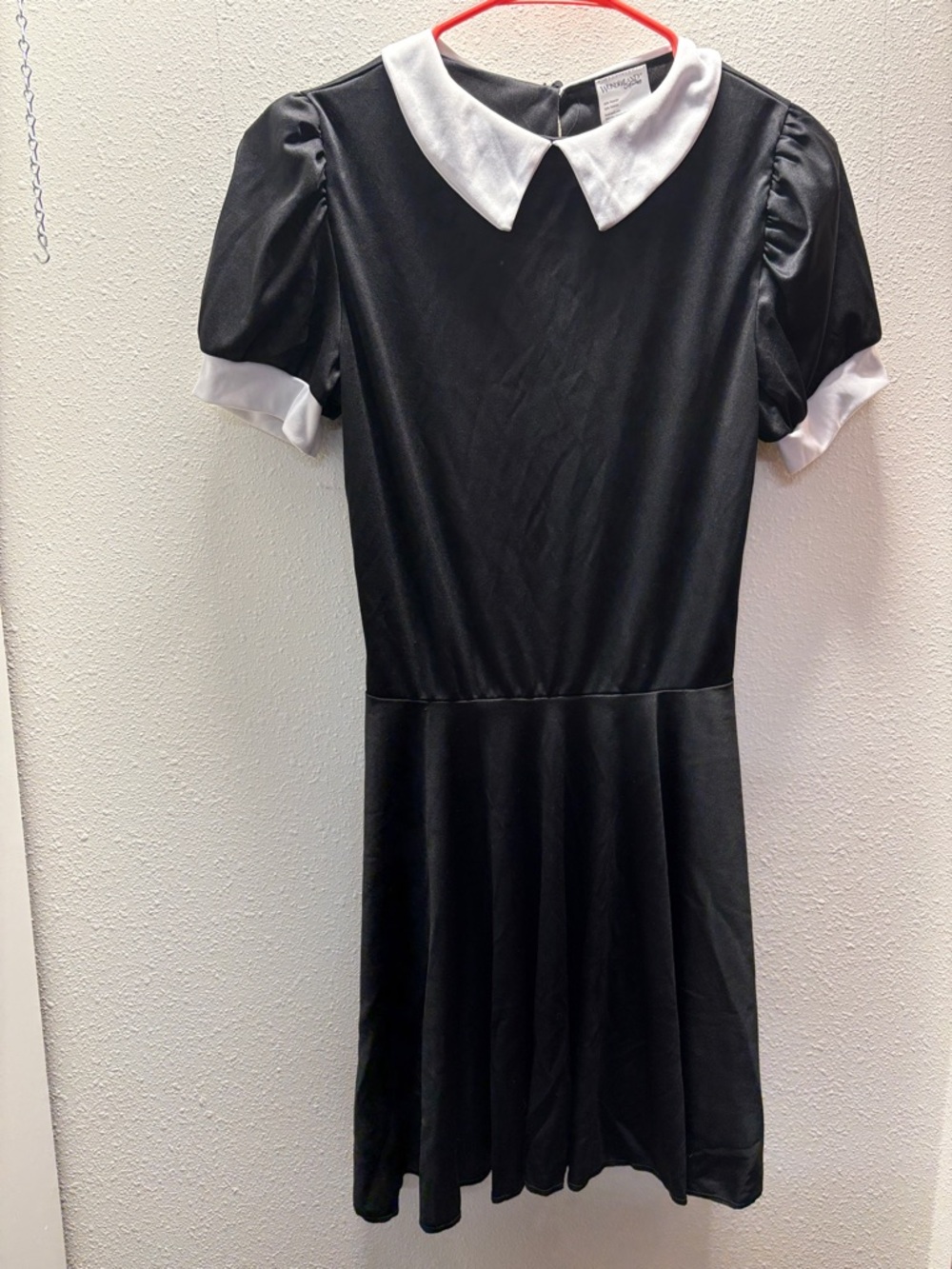 Girls Wednesday Halloween Costume,   Black Dress with White Peter Pan Collar